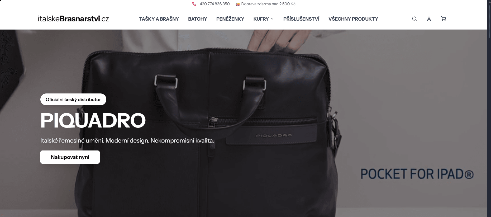 Italské Brašnářství - Realizovaný projekt: Vytvořili jsme komplexní e-commerce platformu s pokročilým skladovým systémem (WMS), integrovaným CR