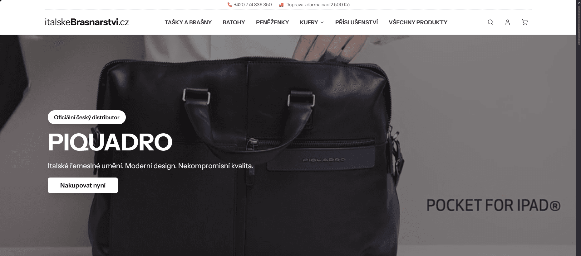 Italské Brašnářství - E-commerce projekt